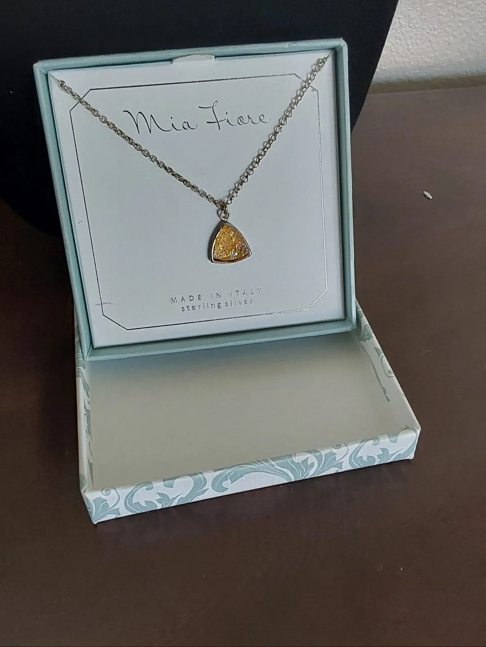Mia Fiore Yellow Druzy Triangle Pendant Necklace‎ in Sterling Silver